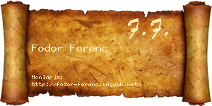 Fodor Ferenc névjegykártya